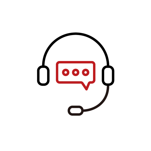 Headset and speech bubble icon representing customer support.