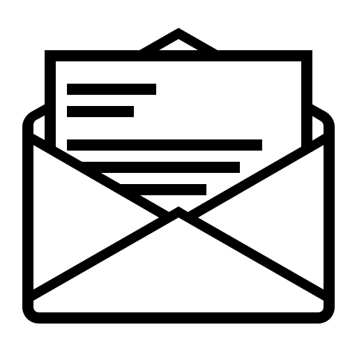Open envelope icon representing email or message communication.