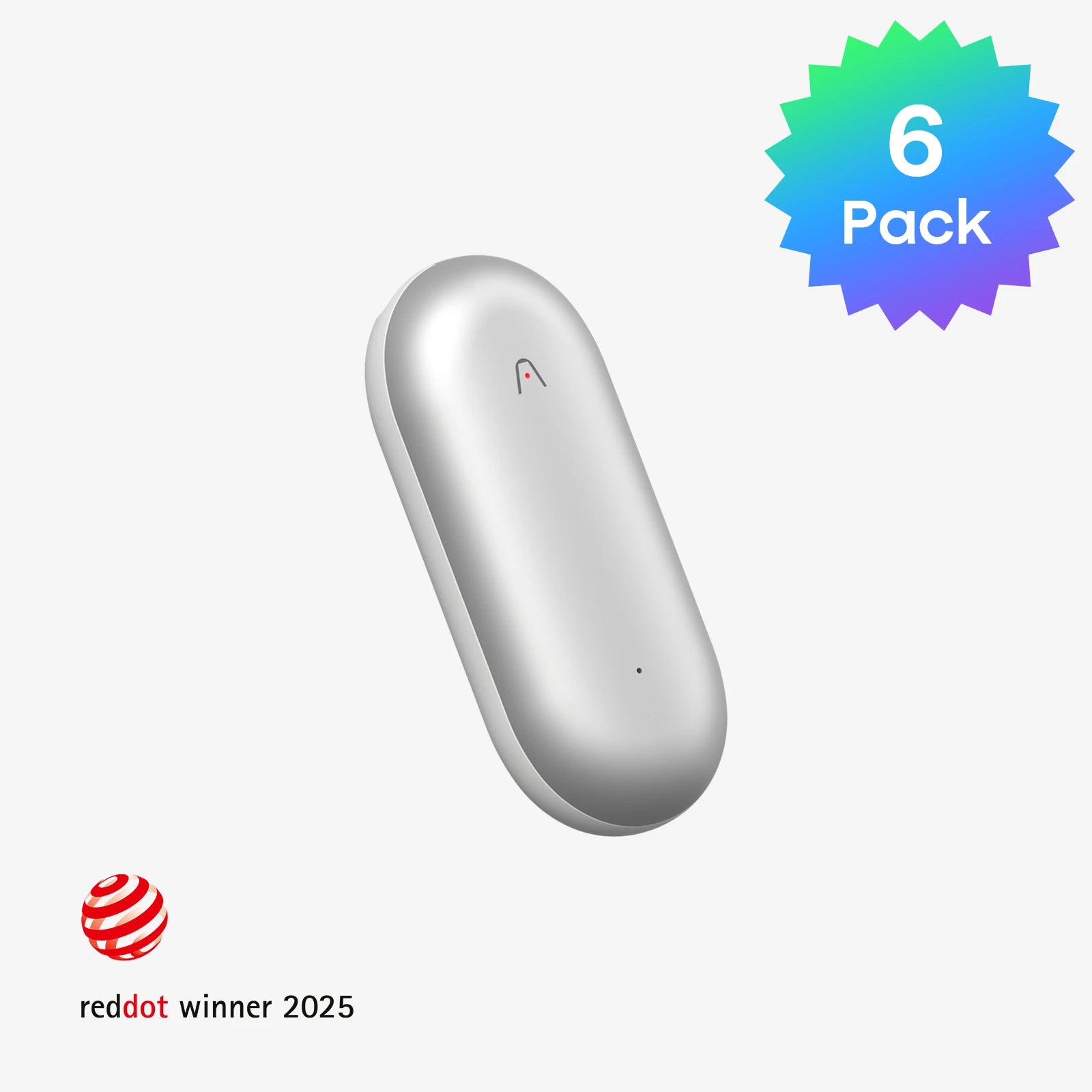 Silver Plaud NotePin AI voice recorder 6-pack, Red Dot Winner 2025.