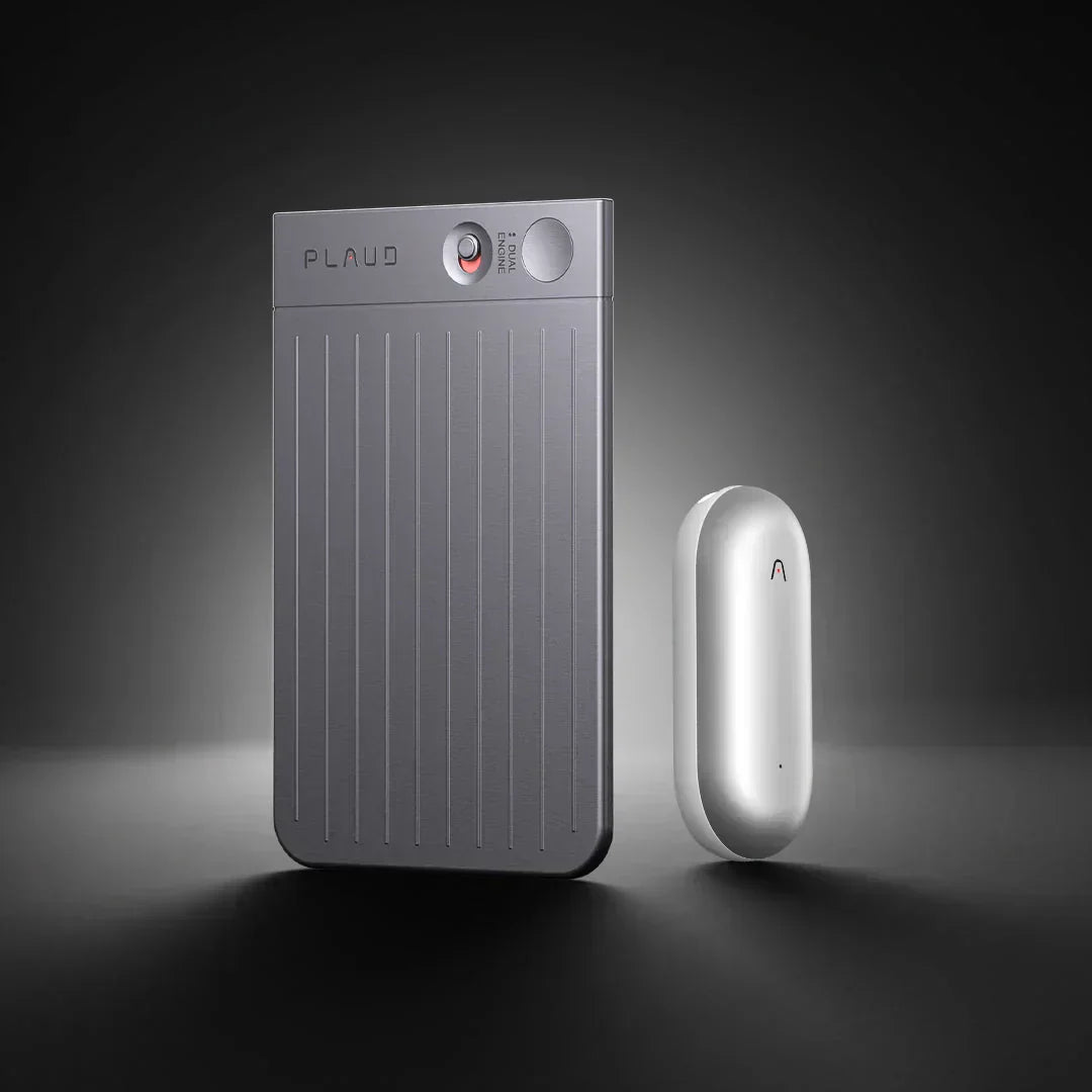 PLAUD NOTE and PLAUD NotePin AI voice recorders side-by-side.