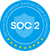 SOC 2 Type 2 Compliant certification badge for data security.