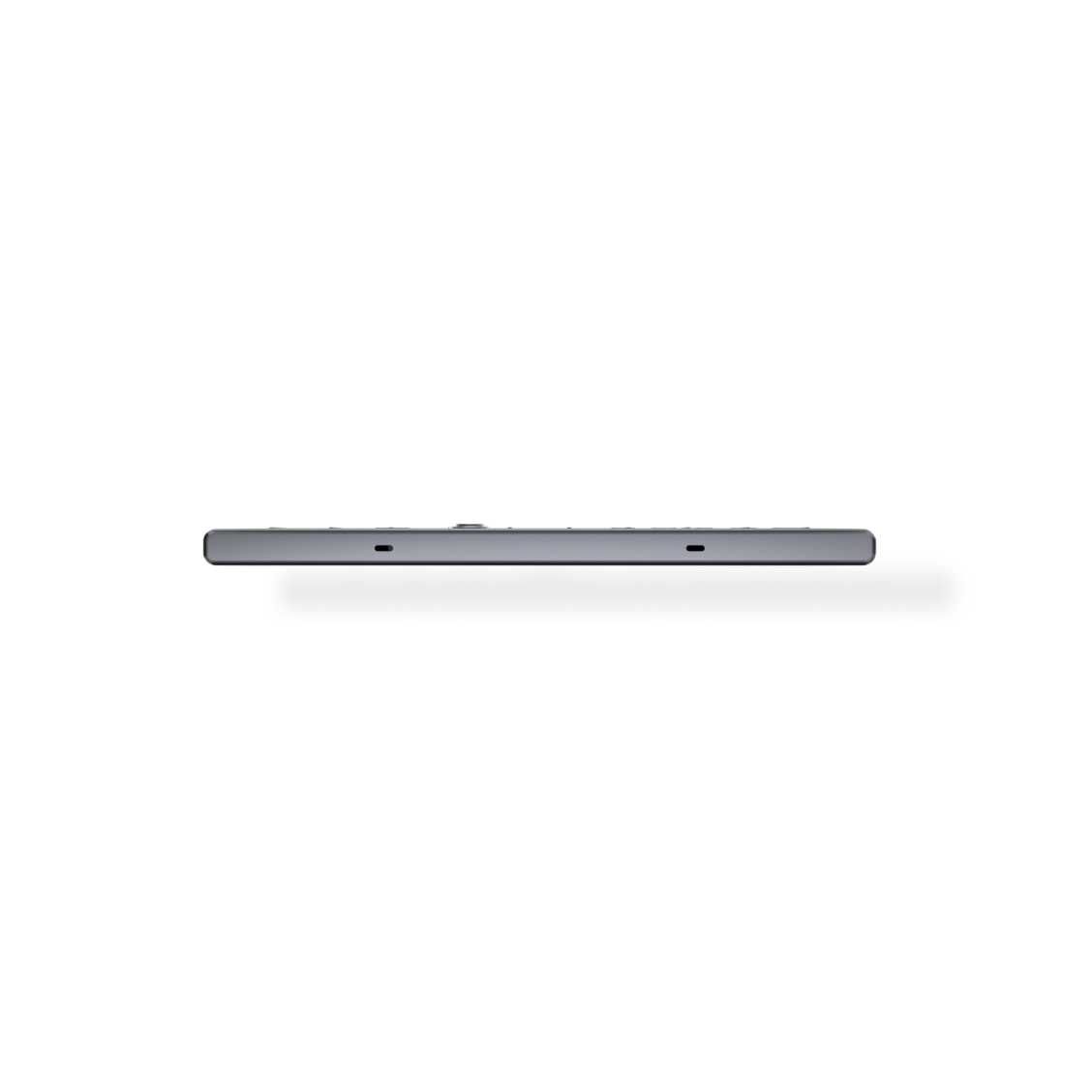 Ultra-slim side profile of the grey Plaud Note AI voice recorder.