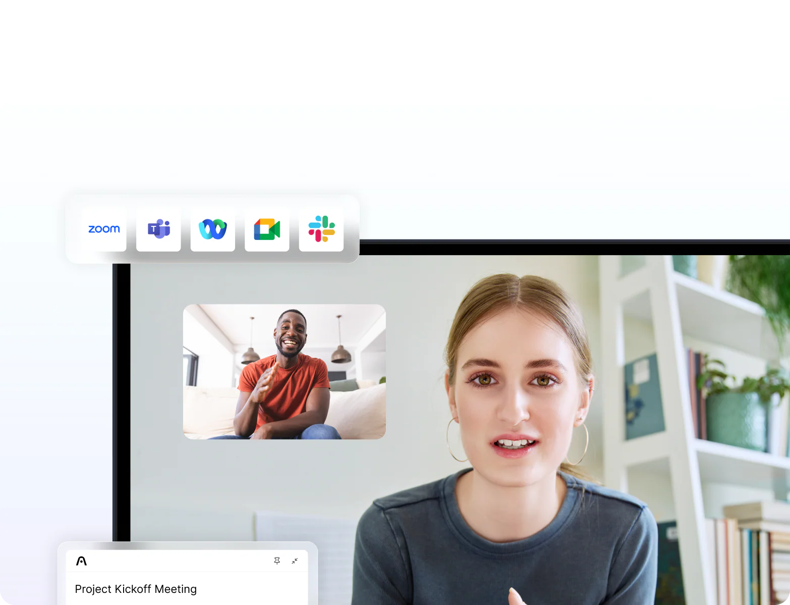 Plaud integrates with Zoom, Teams, and Google Meet to capture and summarize online video meetings.