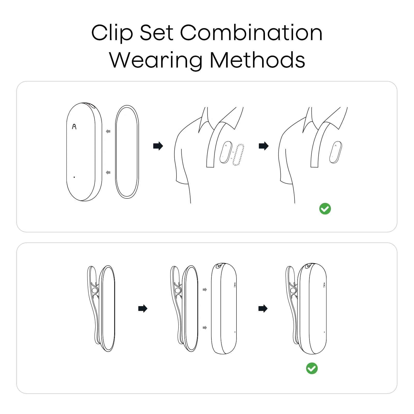 Diagram showing Plaud NotePin wearing methods: using a magnetic backplate on a shirt or attaching to a clip accessory.
