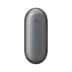 The Plaud NotePin is an innovative wearable note taker featuring a sleek, oval-shaped metallic gray design with a subtle logo at the top and a discreet LED indicator near the bottom, all showcased on a white background. This device seamlessly combines minimalist aesthetics with advanced functionality.