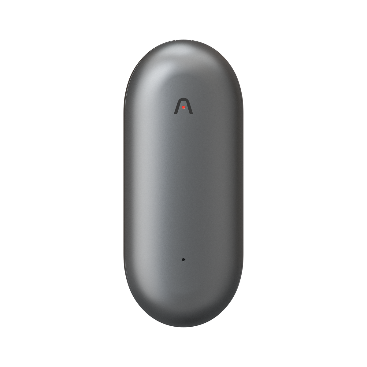The Plaud NotePin is an innovative wearable note taker featuring a sleek, oval-shaped metallic gray design with a subtle logo at the top and a discreet LED indicator near the bottom, all showcased on a white background. This device seamlessly combines minimalist aesthetics with advanced functionality.