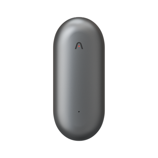 The Plaud NotePin is an innovative wearable note taker featuring a sleek, oval-shaped metallic gray design with a subtle logo at the top and a discreet LED indicator near the bottom, all showcased on a white background. This device seamlessly combines minimalist aesthetics with advanced functionality.
