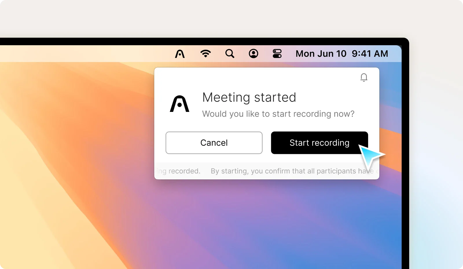 Plaud desktop notification prompt asking to start recording a meeting.