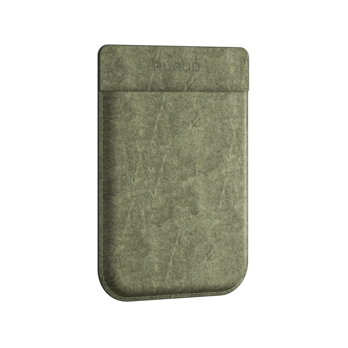 Textured olive green leather case for the PLAUD NOTE AI voice recorder.