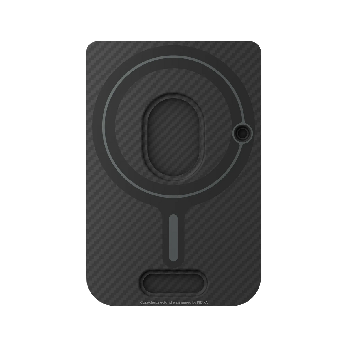Black carbon fiber MagSafe case for the PLAUD NOTE AI voice recorder, designed by PITAKA.