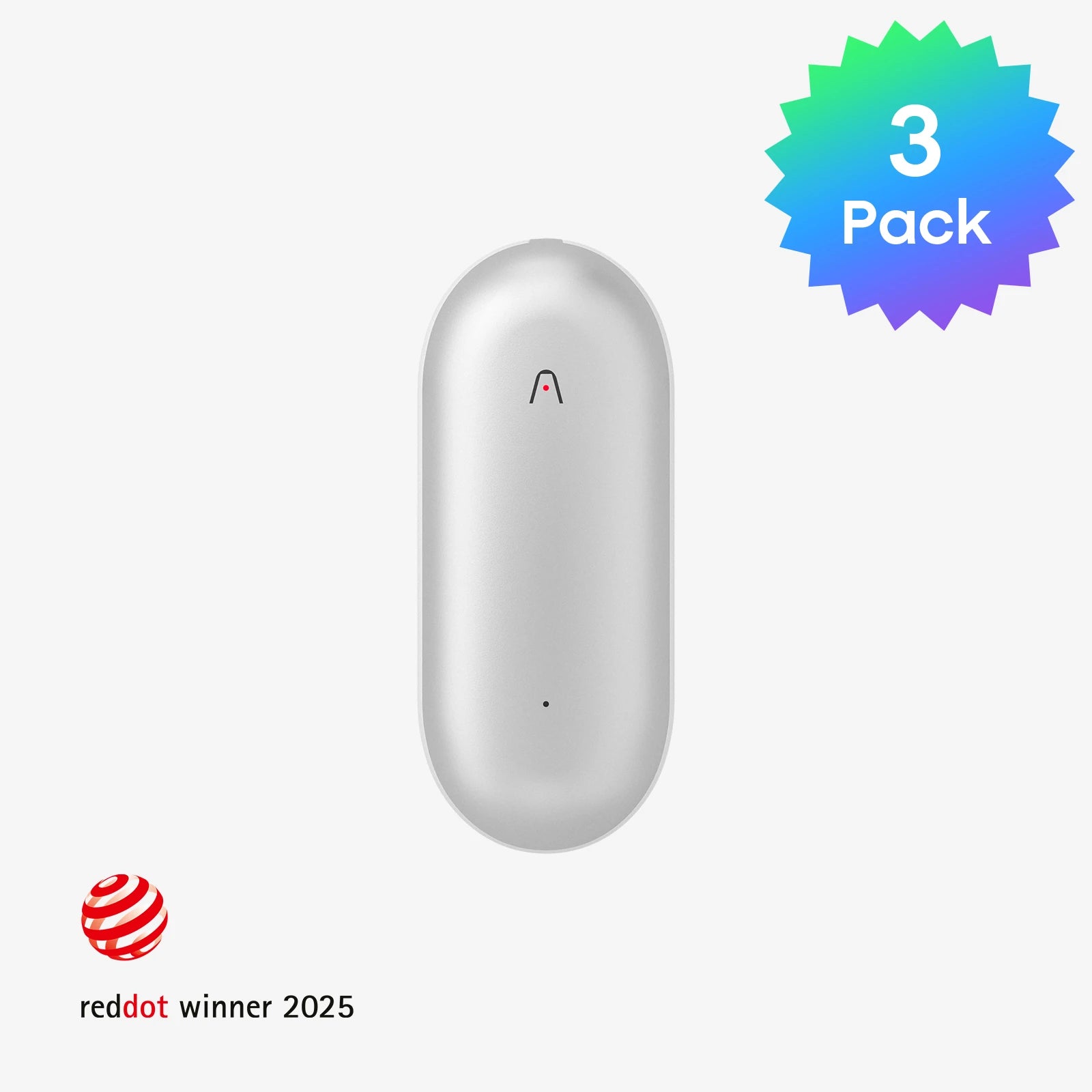 Silver PLAUD NotePin AI voice recorder 3-pack, Red Dot Winner 2025.