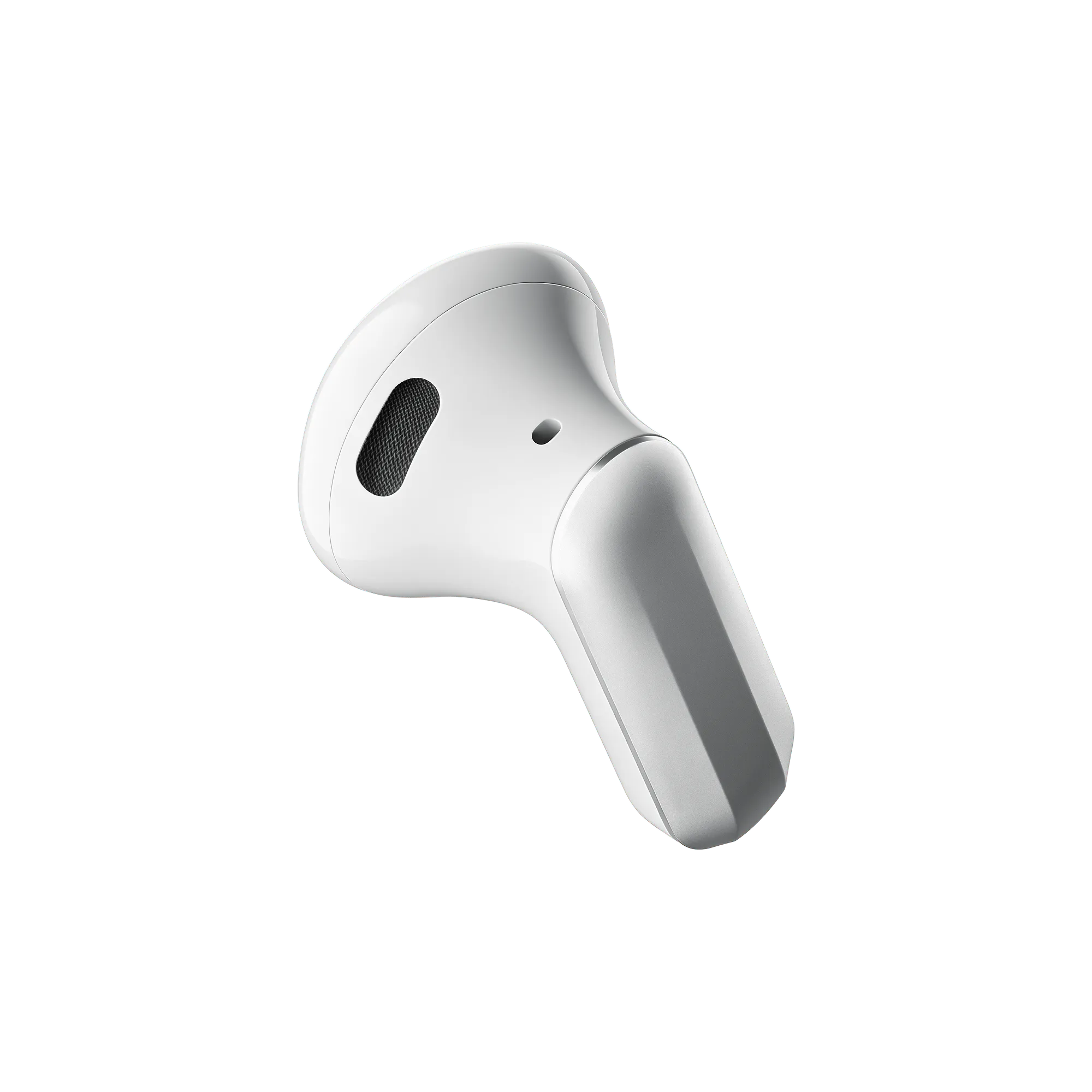 A single Plaud One wireless earbud in white is displayed on a plain light gray background, viewed from the side to show the speaker grill and sensor. Pre-orders are now open for this limited-quantity item.