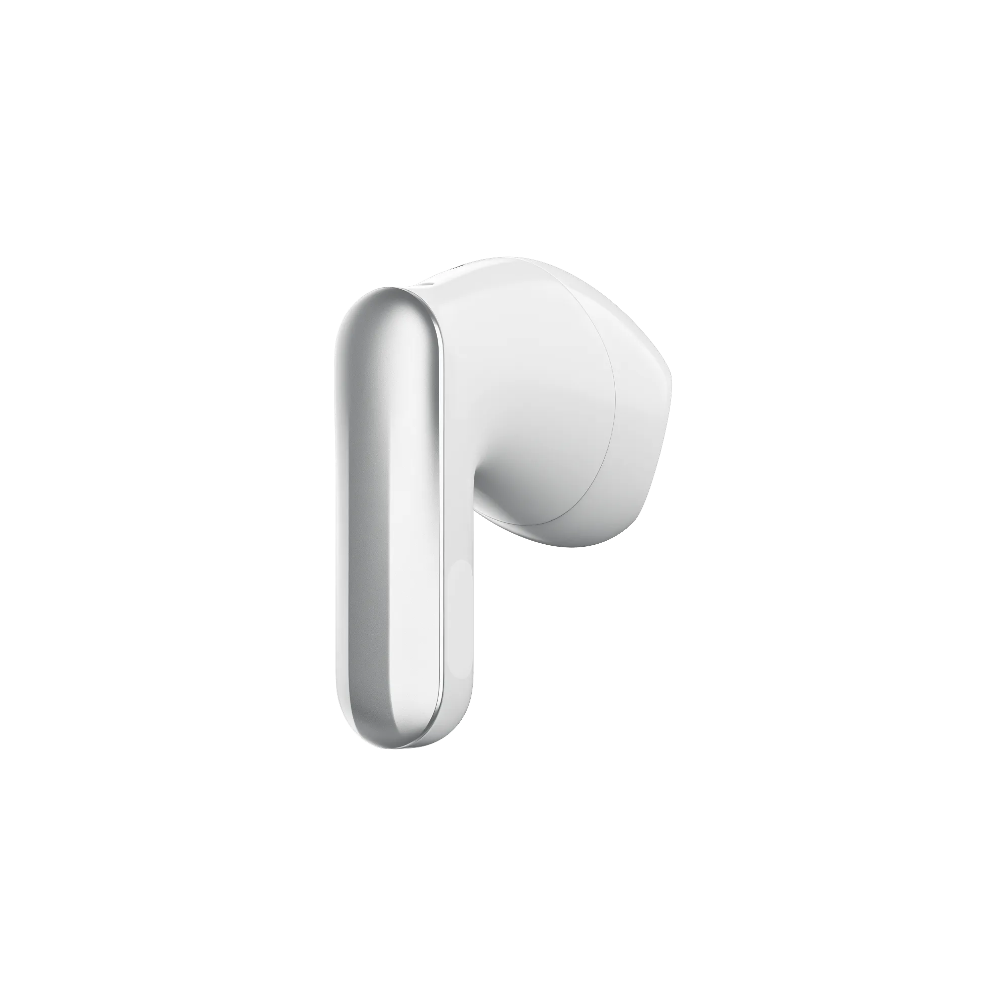 A side-view of Plaud One, a white wireless earbud featuring a sleek metallic accent, set against a plain white background. Be among the first to experience Plaud One—join the waitlist or pre-order now.