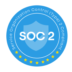 SOC 2 Type 2 Compliant certification badge for data security.
