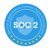 SOC 2 Type 2 Compliant certification badge for data security and privacy.