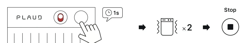 Press the Plaud Note button for 1 second to stop recording; the device will vibrate twice to confirm.